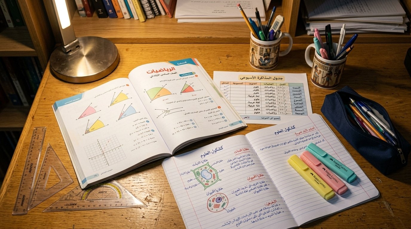 طاولة استذكار كتب ومقررات الصف السادس الابتدائي 2027